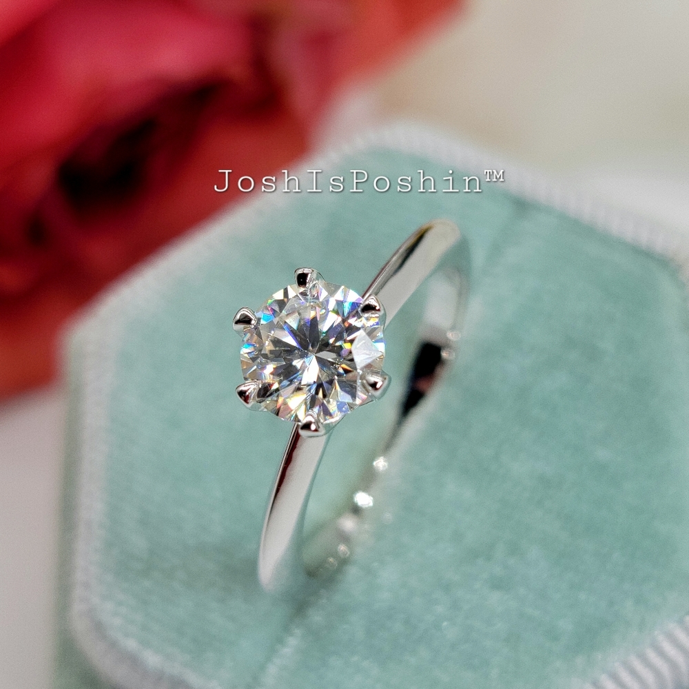 1CT. Moissanite solitaire engagement ring in sterling silver - Picture 6 of 17